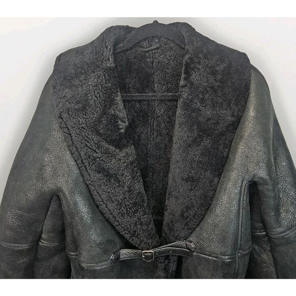 Vintage Leon Max Black Shearling Short Coat Open Short Jacket Womens M/L Y2K - Picture 2 of 11